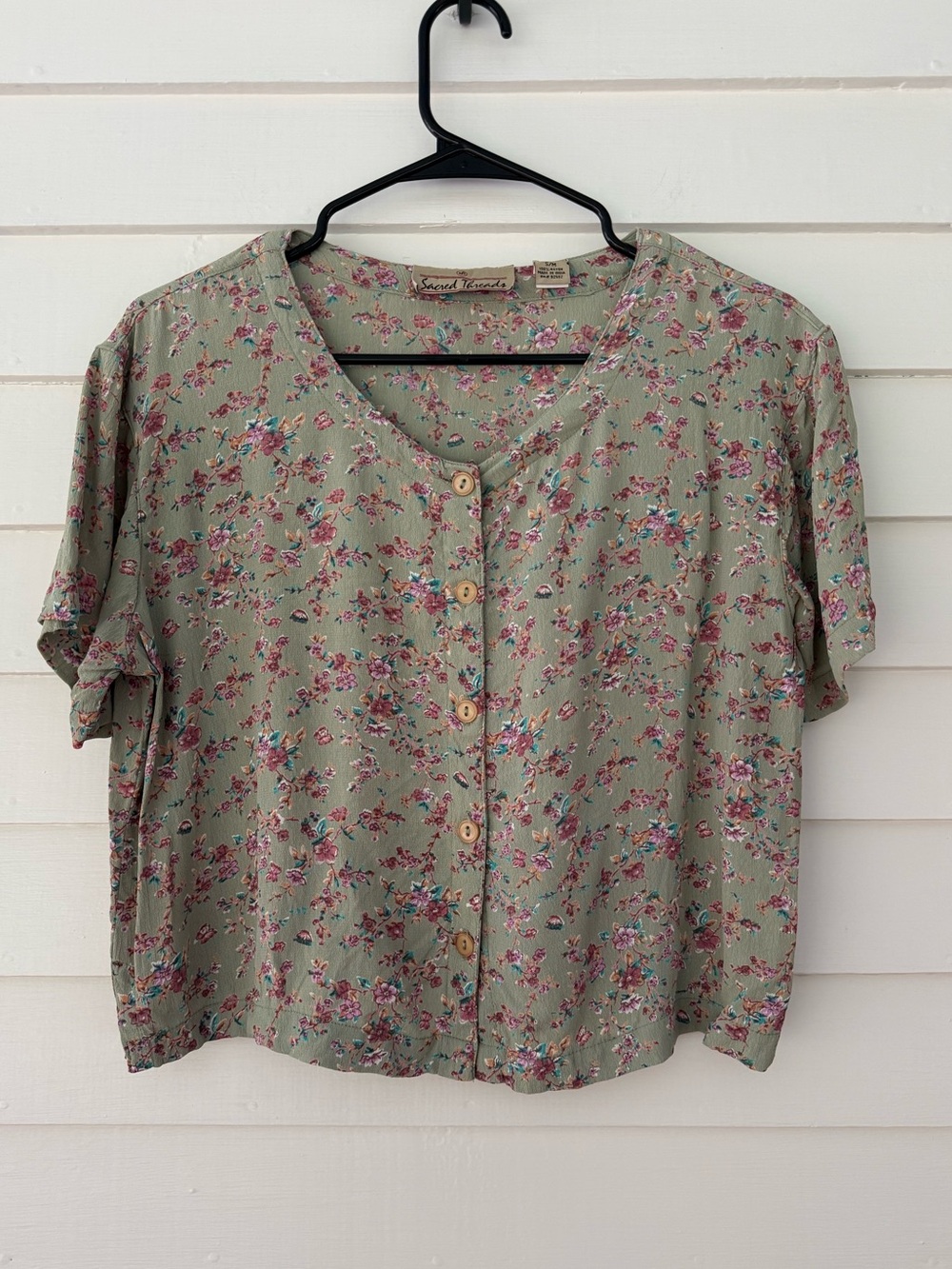 Sacred Threads | Vintage Floral Rayon Top | Size S/M